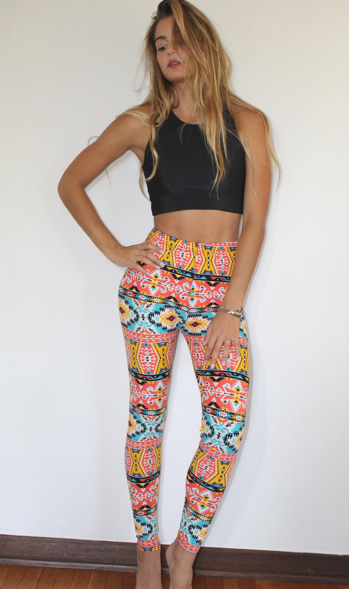 Neon Aztec Gypset Legging - Yoga Clothing by Daughters of Culture