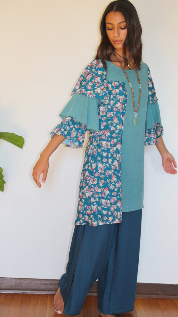 Blue Florette Legacy Dress - Yoga Clothing by Daughters of Culture
